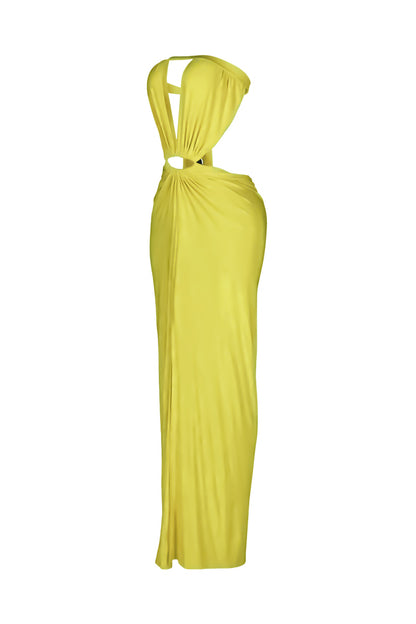 Cutout Ruched High Slit Maxi Dress