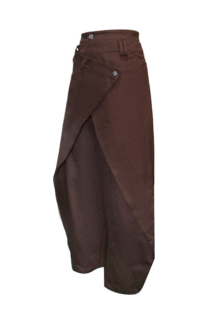 High-Waist Asymmetric Wrap Wide Leg Pants