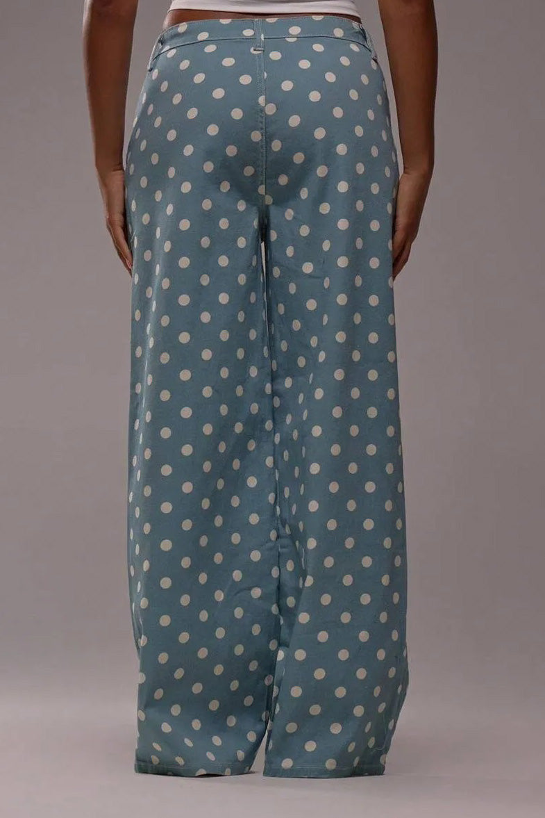 Polka Dot Non-Stretch Denim Jeans