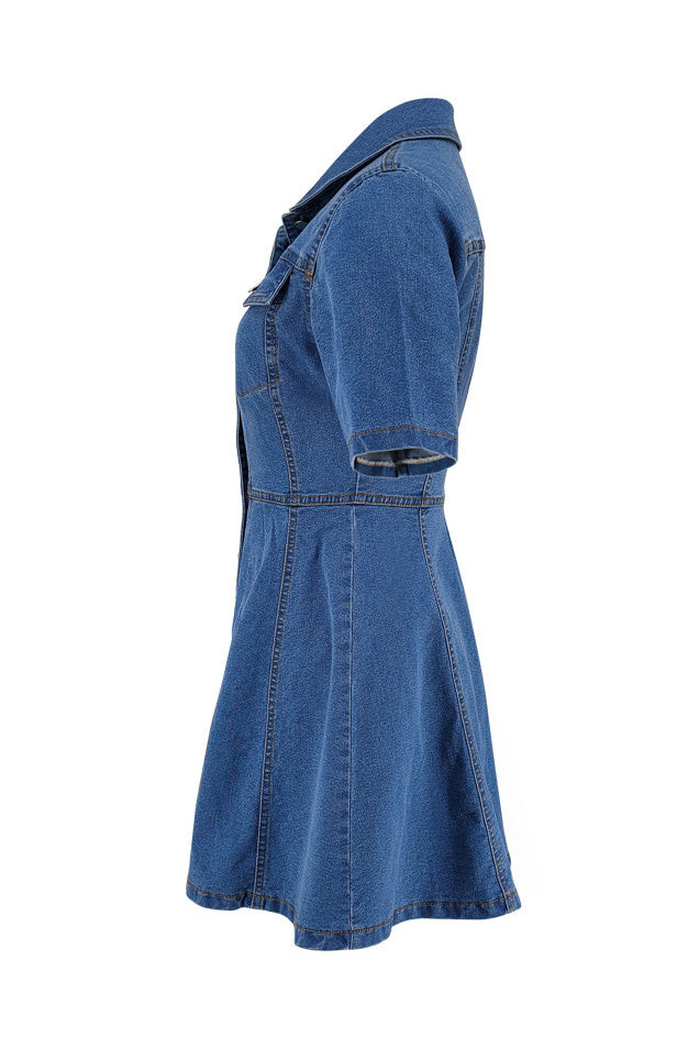 Short Sleeve Denim Mini Dress