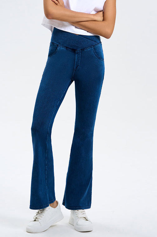 High-Stretch Crossover Flare Yoga Jeans