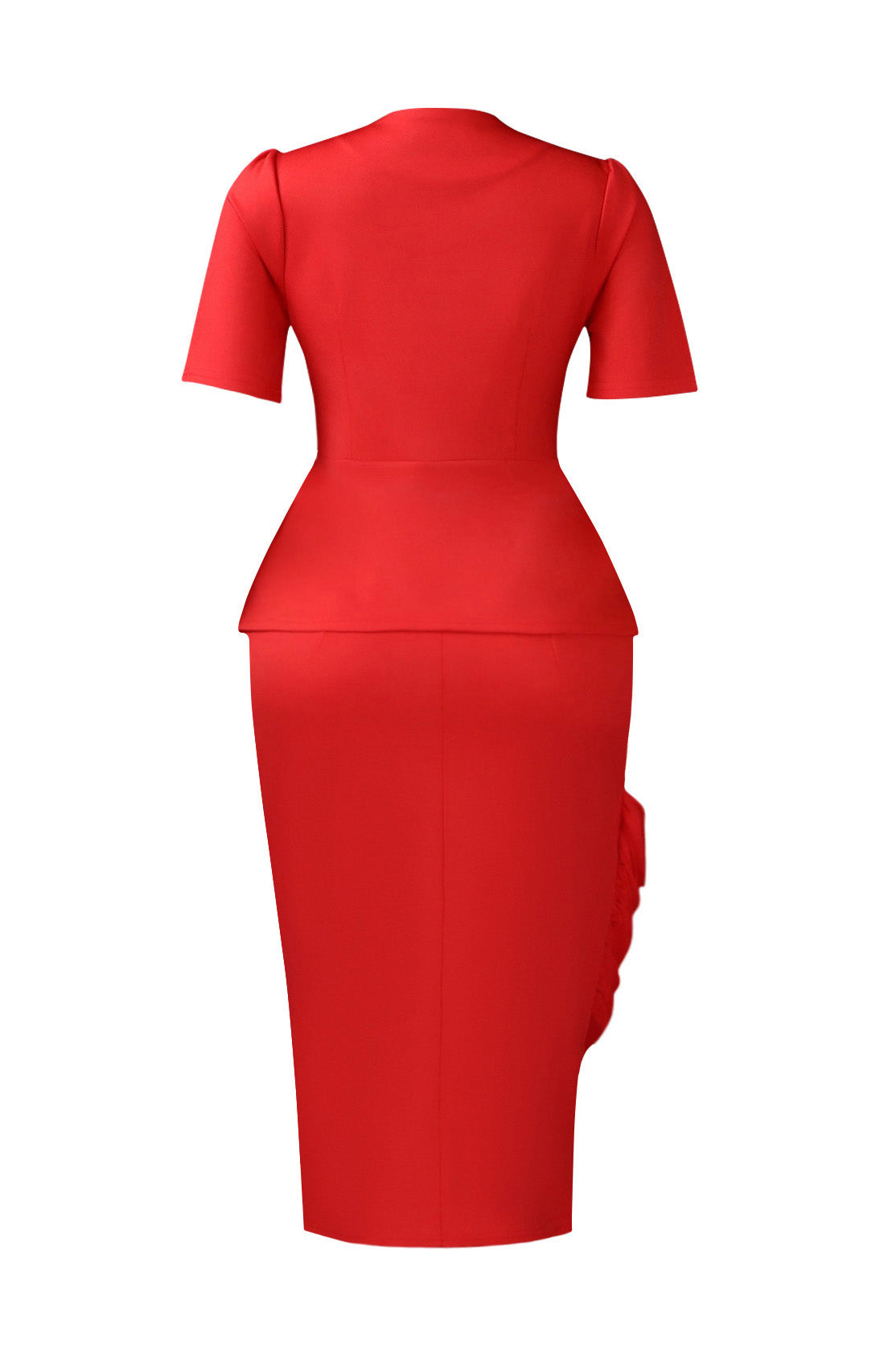 Asymmetrical Button Peplum Skirt Set