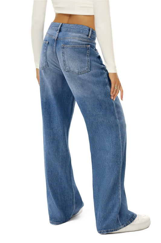 Classic High Waist Straight Denim Pants