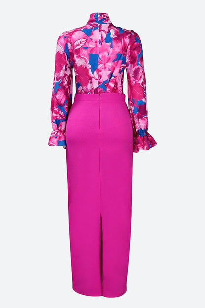 Floral Printed Blouse Skirt Set
