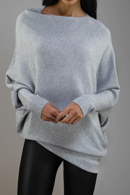 Solid Crew Neck Long Sleeve Top