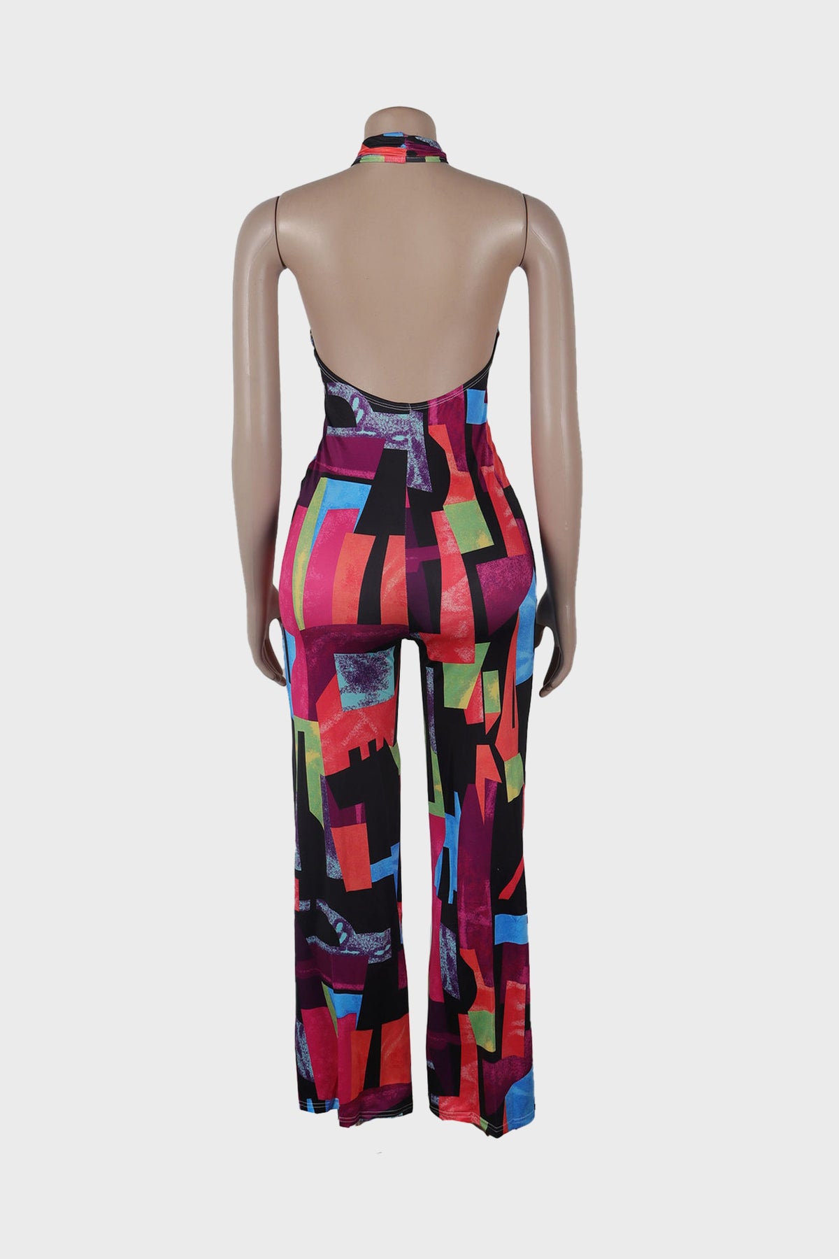 Printed Halter Hollow Out Jumpsuit