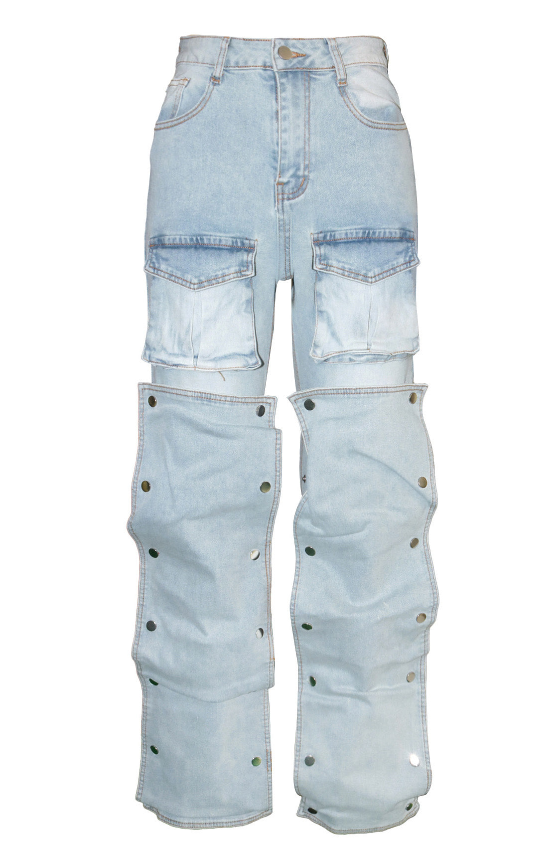 Street Style Utility Pocket Straight Jeans