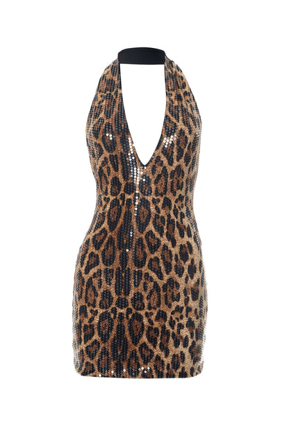Deep V Backless Mini Dress