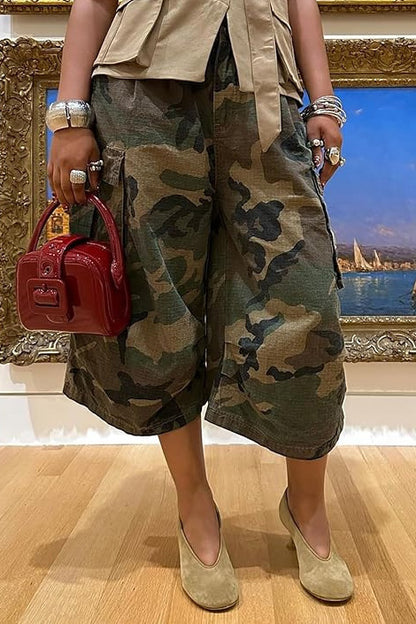 Baggy Cropped Utility Cargo Pants