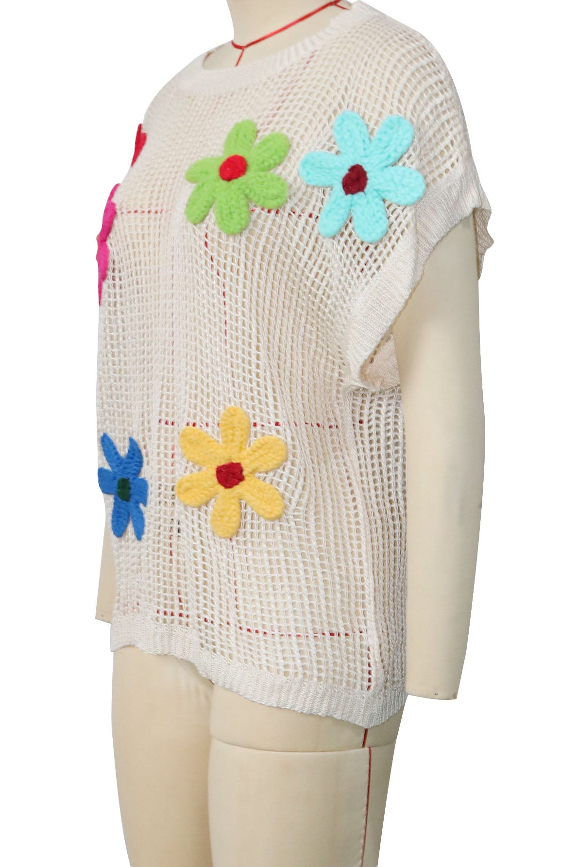 Crochet Flower Hollow-out Sweater T Shirt