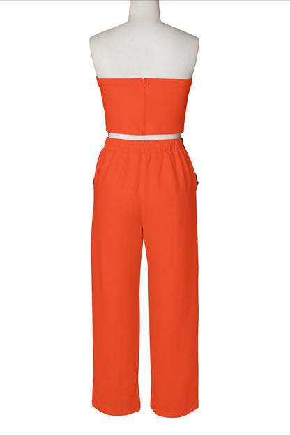 Wide-Leg Pant Suit with Wrap Detail Top