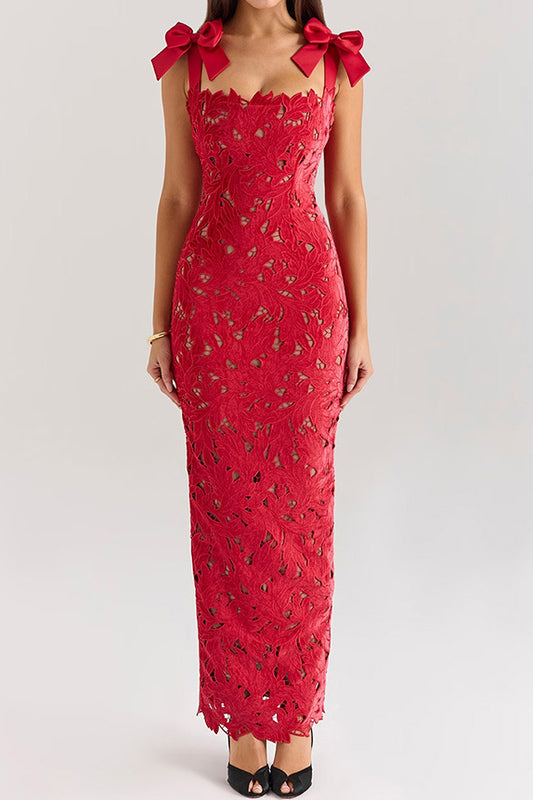 Sleeveless Lace Backless Maxi Dress