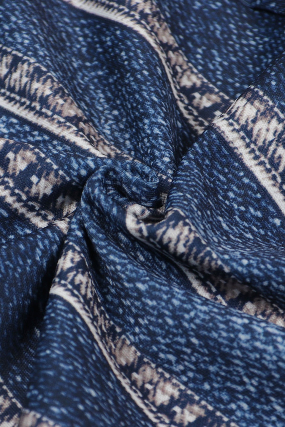 Denim Print Strapless Wide Leg Jumpsuit