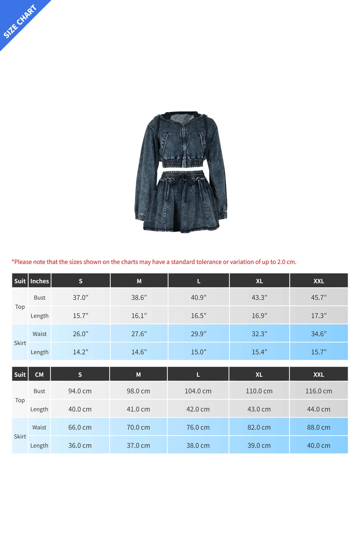 Hooded Denim Jacket & Skirt Set