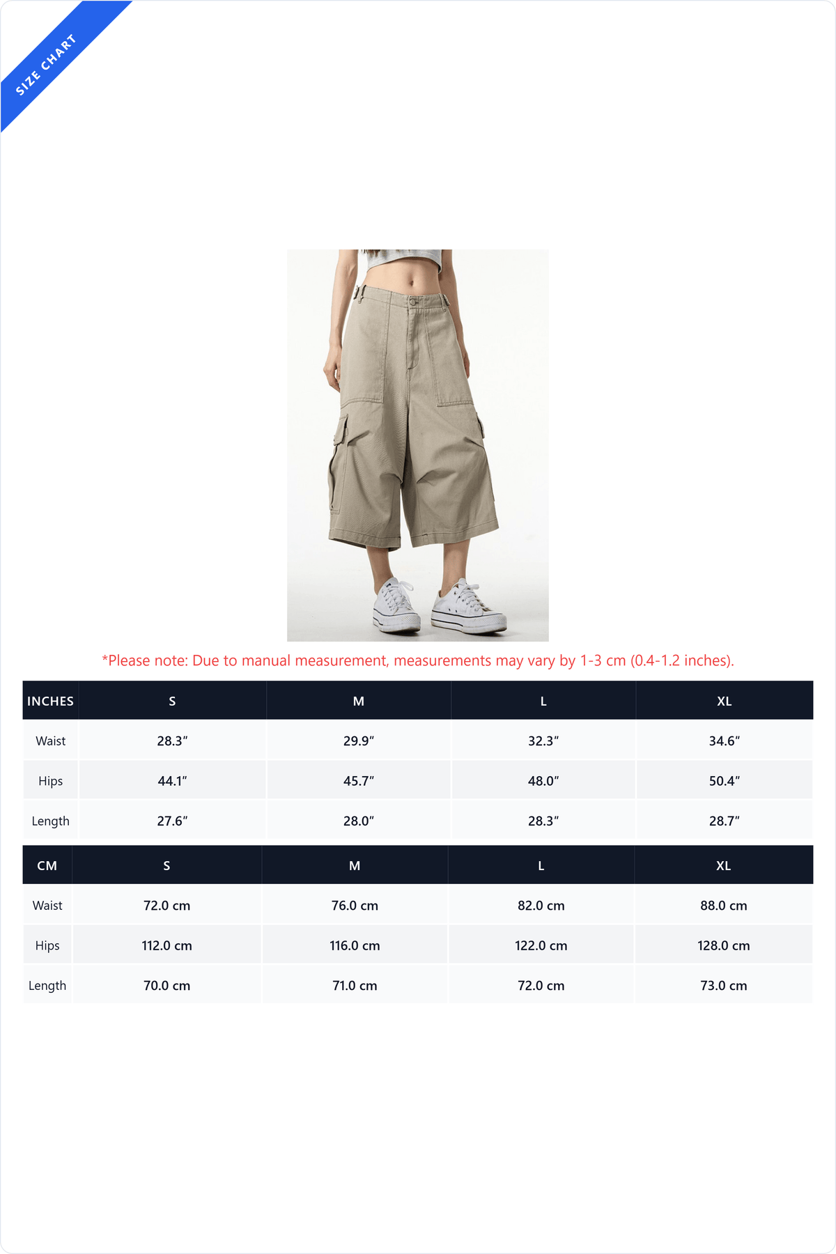 Baggy Cargo Capri Jeans with Utility Pockets