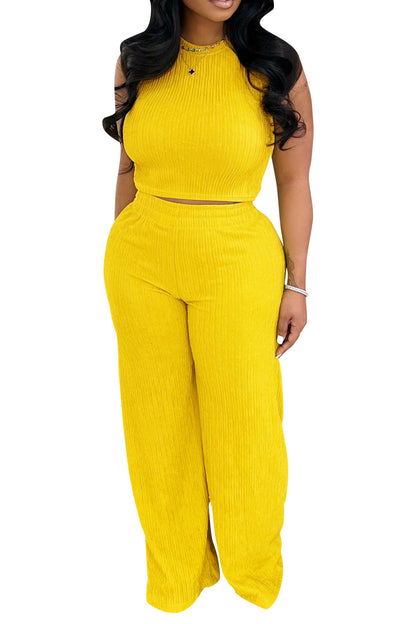 Sleeveless Ruched Top & Long Pants Set