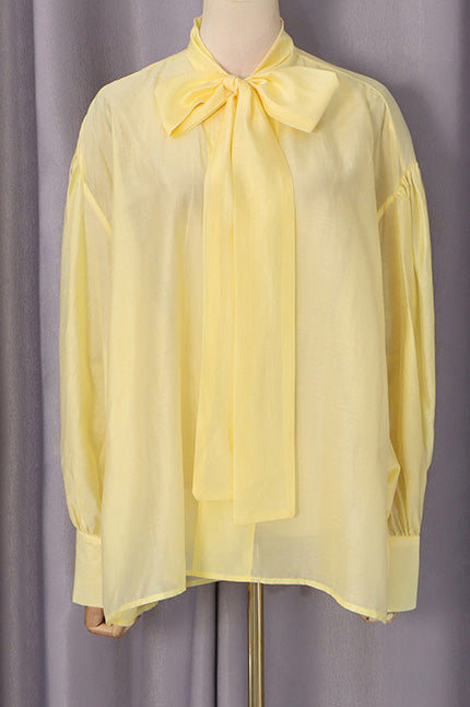 Satin Scarf-Neck Blouse
