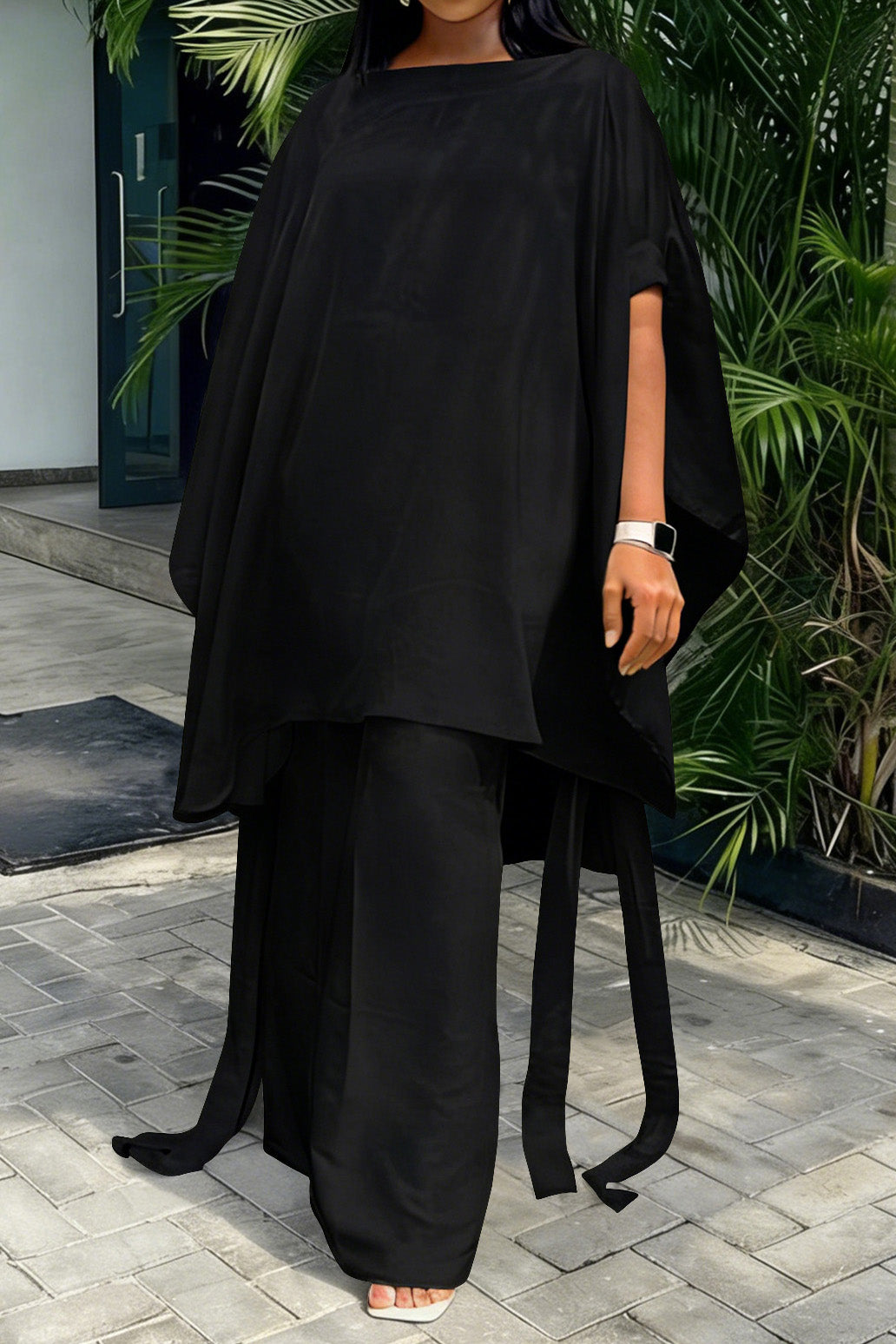 Plus Size Cape & Palazzo Pant Set