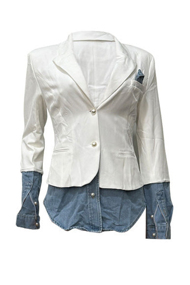 Patchwork Denim Blazer