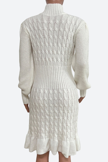Ruffled Knitted Turtleneck Dresses