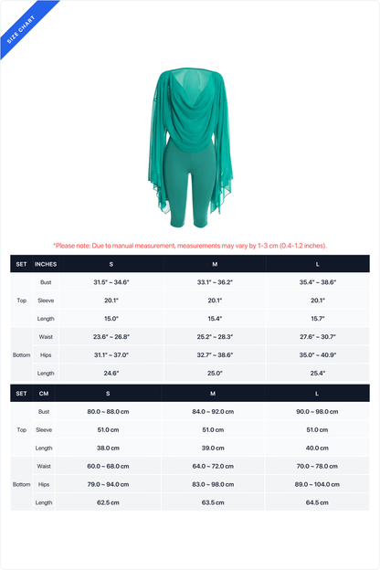 Cowl-Neck Mesh Top & Capri Pants Set
