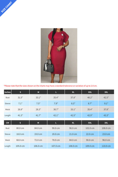 Round Neck Short Sleeve Bodycon Midi Dress