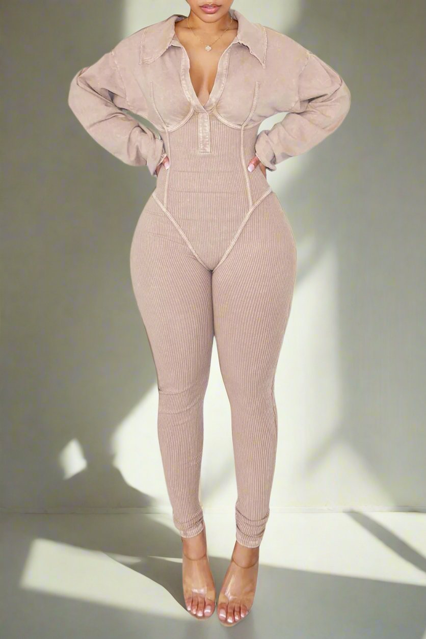 Mineral Washed Corset Jumpsuit