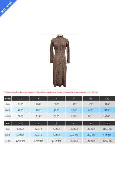 Long Sleeve Zipper Slim Fit Slit Maxi Dress