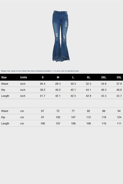 Stretch Ripped Wide Leg Jeans
