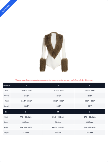 Plush-Trim Deep V Long-Sleeve Bodysuit