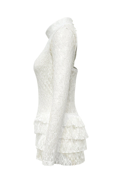 Long Sleeve Lace Ruffle Romper