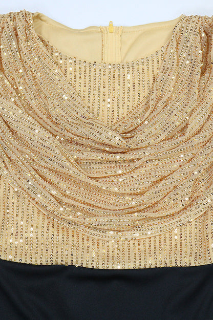 Sequin Cowl Neck Mermaid Maxi Dress
