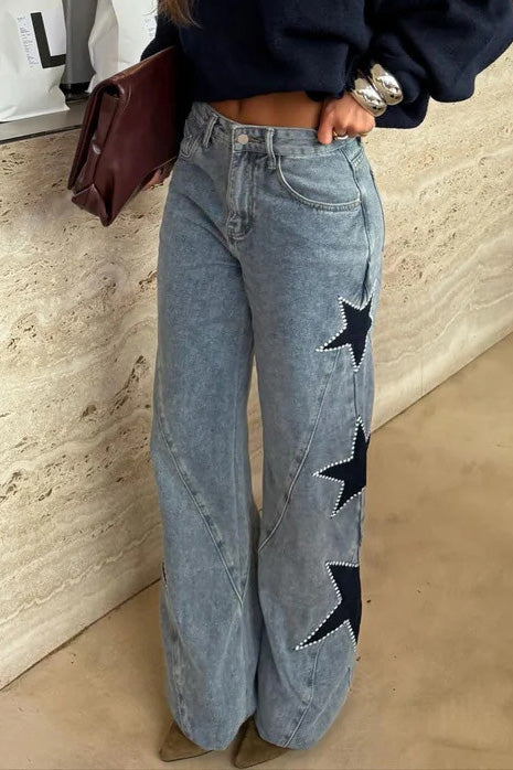 Casual Pocket Wide-Leg Jeans