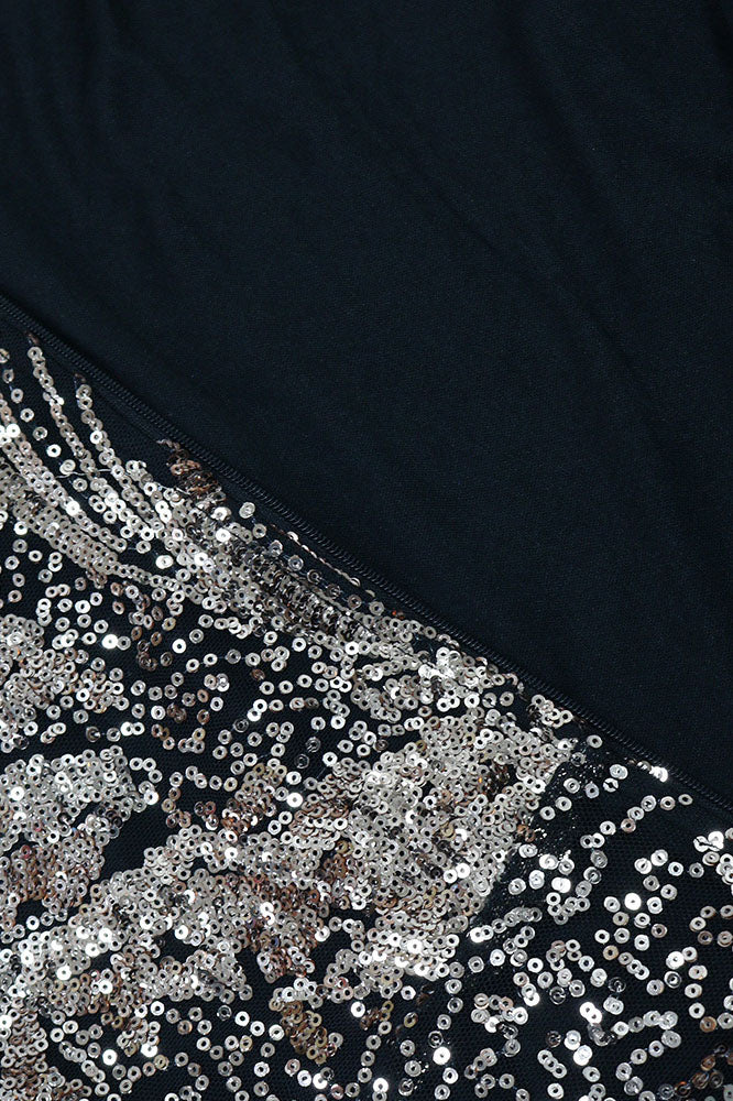 Sequin Lantern Sleeve Party Jumpsuit