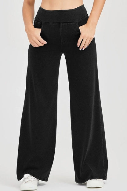 High-Stretch Wide Leg Yoga Jeans