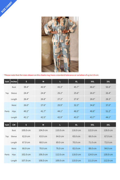 Printed Stand Collar Drawstring Waist 2-Piece Set