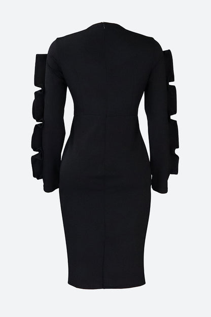 Ruffle Hem Solid Color Bodycon Dress