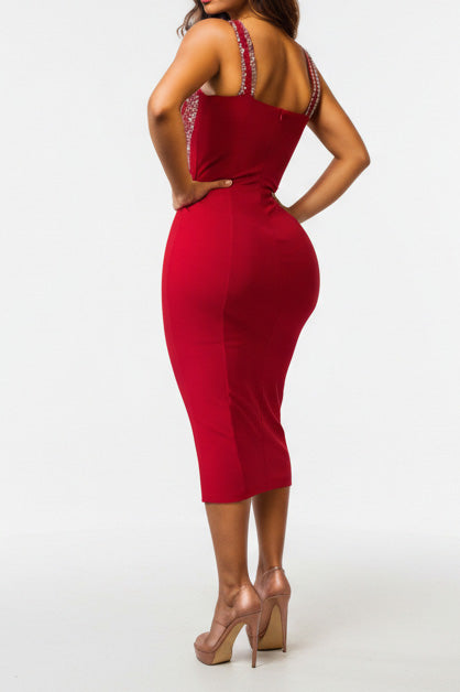 Rhinestone Cami Midi Dress