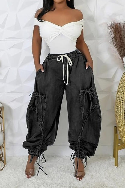 Denim Pocket Cargo Jeans