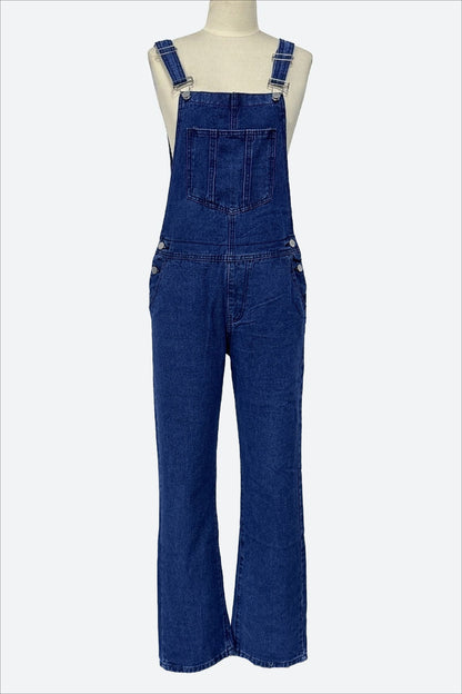 Adjustable Tie-Strap Wide Leg Denim Overall