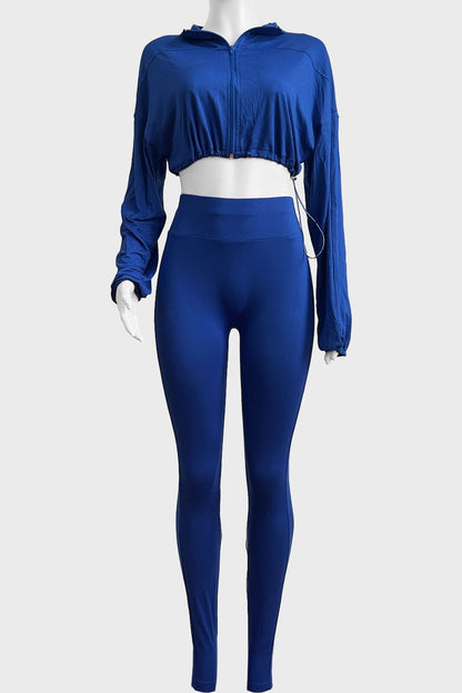 Zip-Up Crop Top Leggings Set