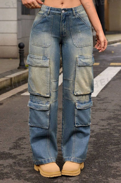Washed Street Cargo Jeans