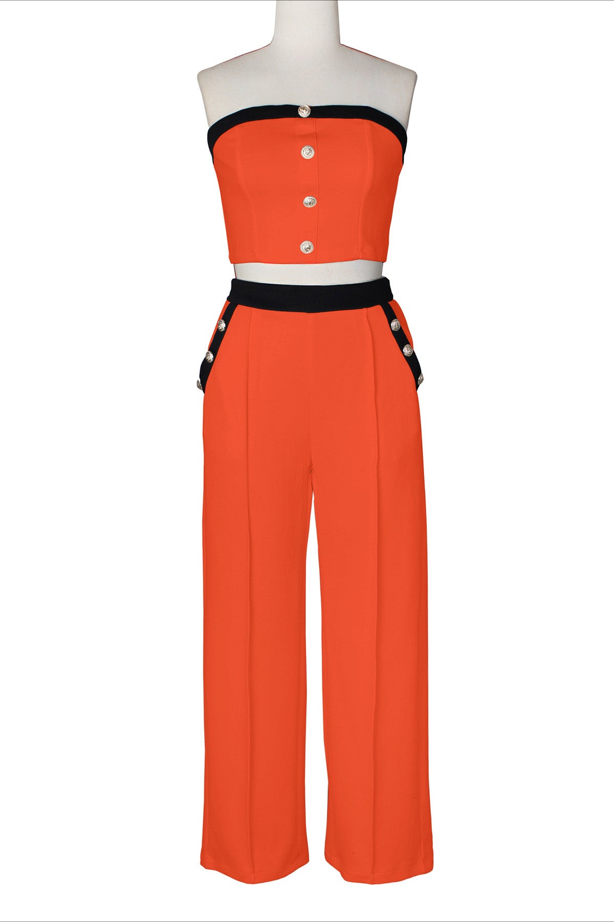 Wide-Leg Pant Suit with Wrap Detail Top