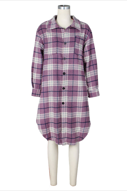 Contrast Plaid Slit Shacket