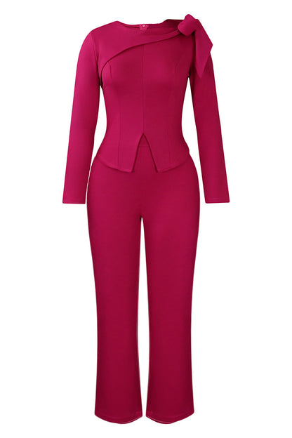 Solid Color Long Sleeve Top & Pants Set