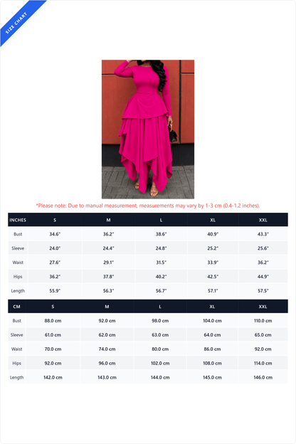 Long-Sleeve Ruffle Hem High-Low Dress