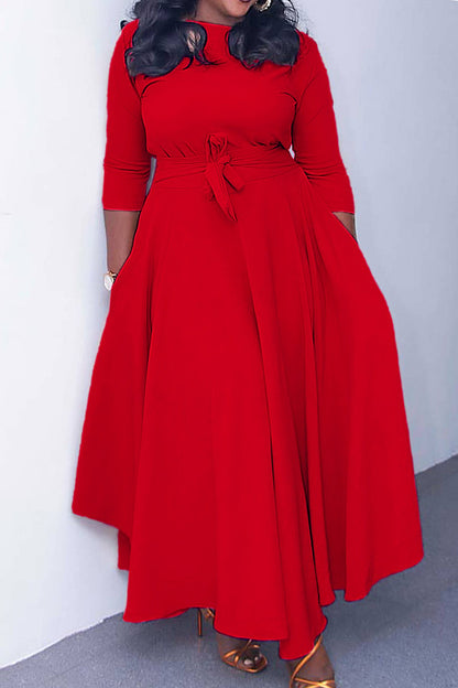 Elegant Tie-Waist A-Line Maxi Dress