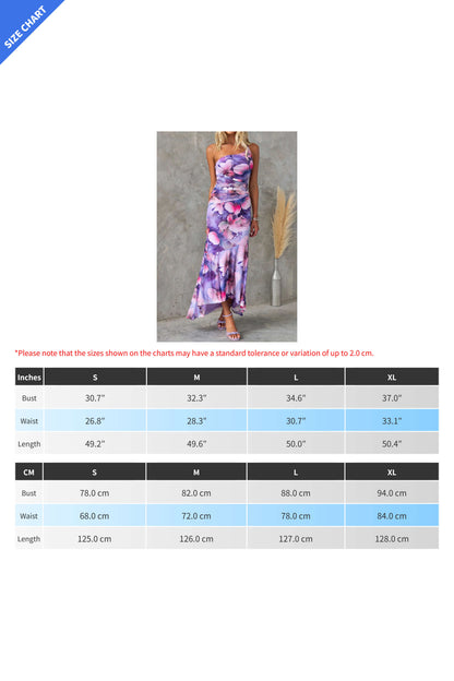 Off-Shoulder Floral Slim Irregular Maxi Dress