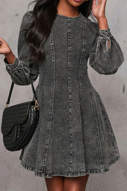 Denim Fit And Flare Mini Dress