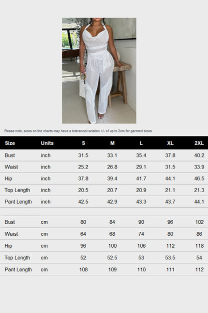Sleeveless Backless Top Loose Pants Tassel Set